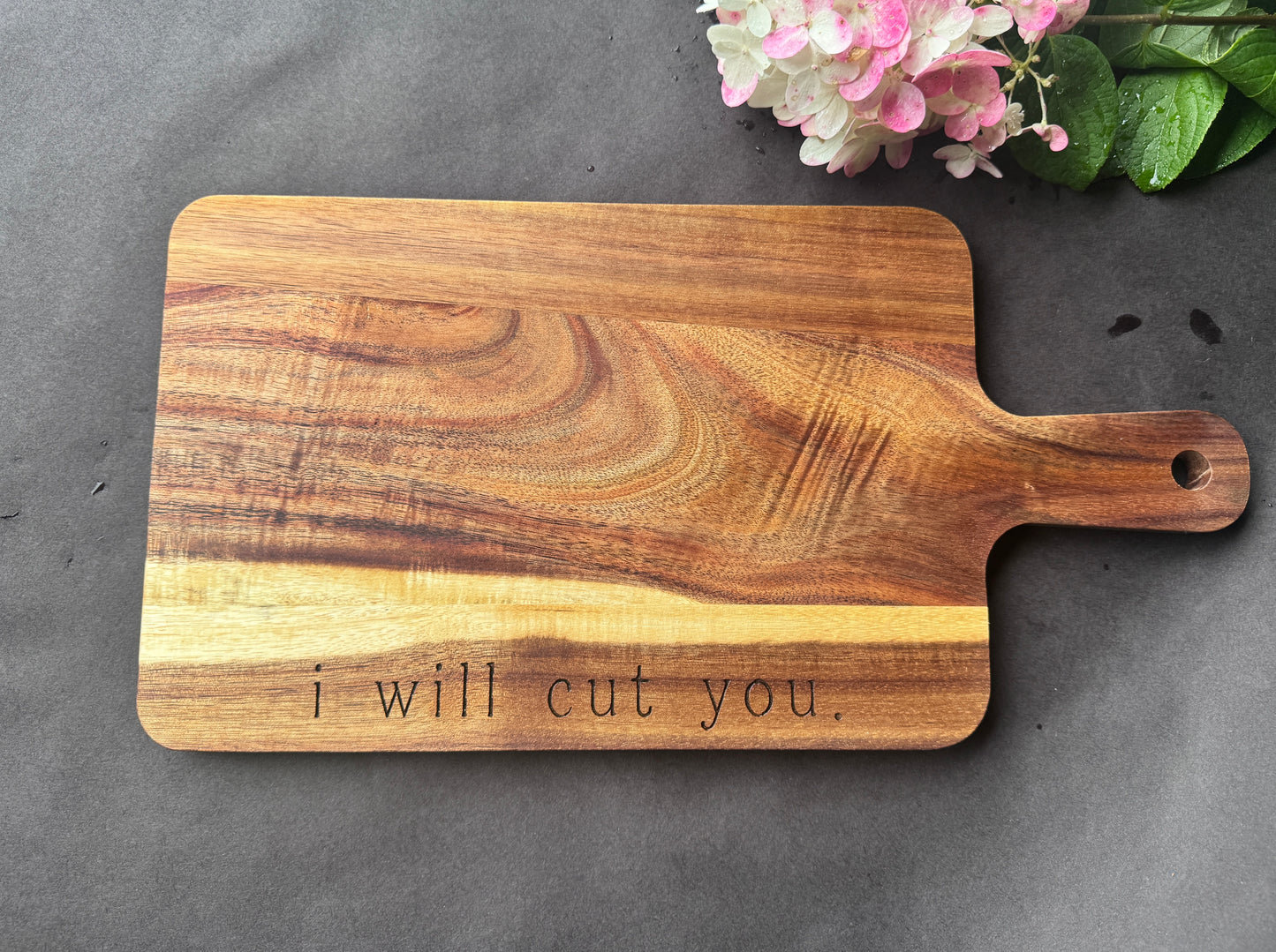 Funny Acacia Wood Cutting Board – 11.8x7.8" Laser Engraved Charcuterie Board – Hostess Gift or Kitchen Humor Decor