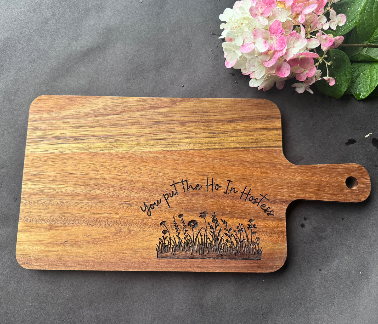 Funny Acacia Wood Cutting Board – 11.8x7.8" Laser Engraved Charcuterie Board – Hostess Gift or Kitchen Humor Decor
