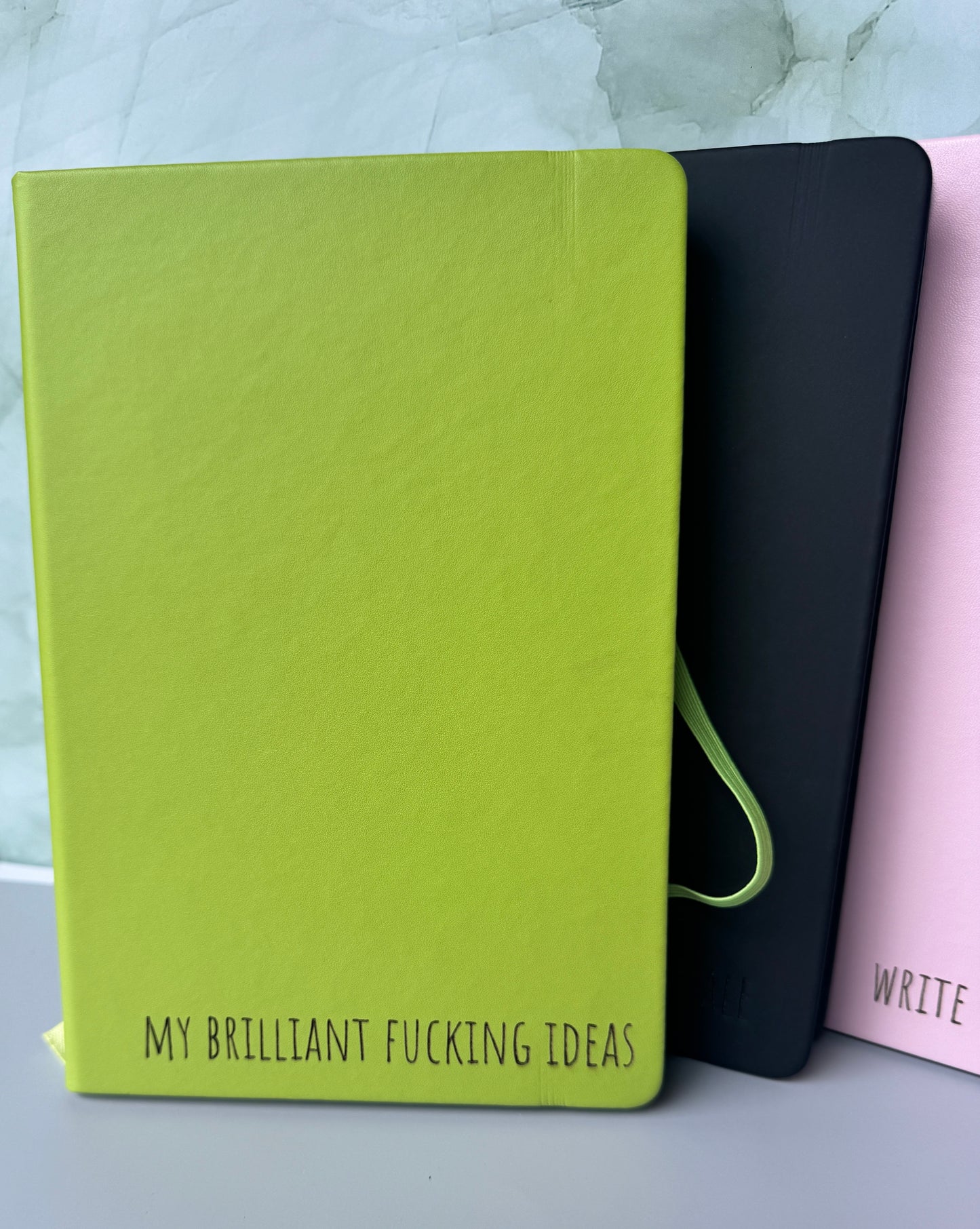 Funny Engraved A5 Lined Journal with Fabric Book Holder & Elastic Closure - Witty Quote Notebook Gift