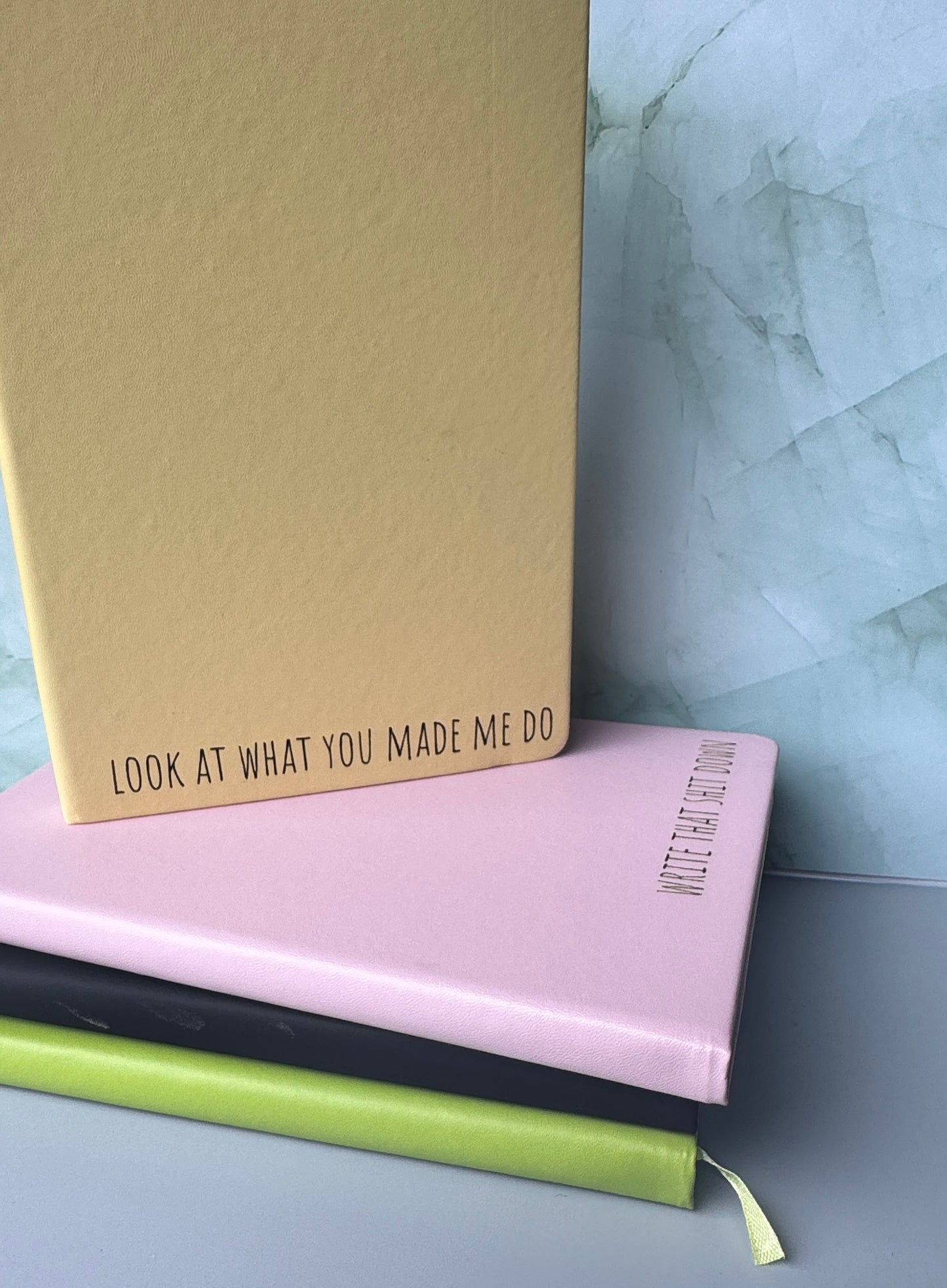 Funny Engraved A5 Lined Journal with Fabric Book Holder & Elastic Closure - Witty Quote Notebook Gift
