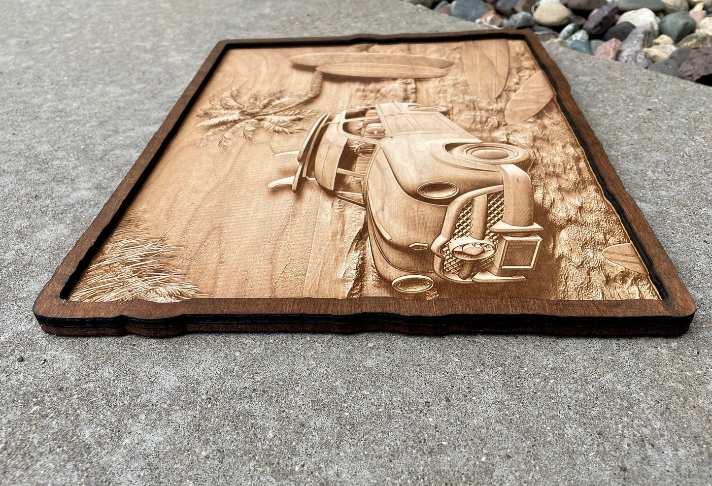 3D Laser Engraved Maple Surfboard Wall Art – Beach House Decor