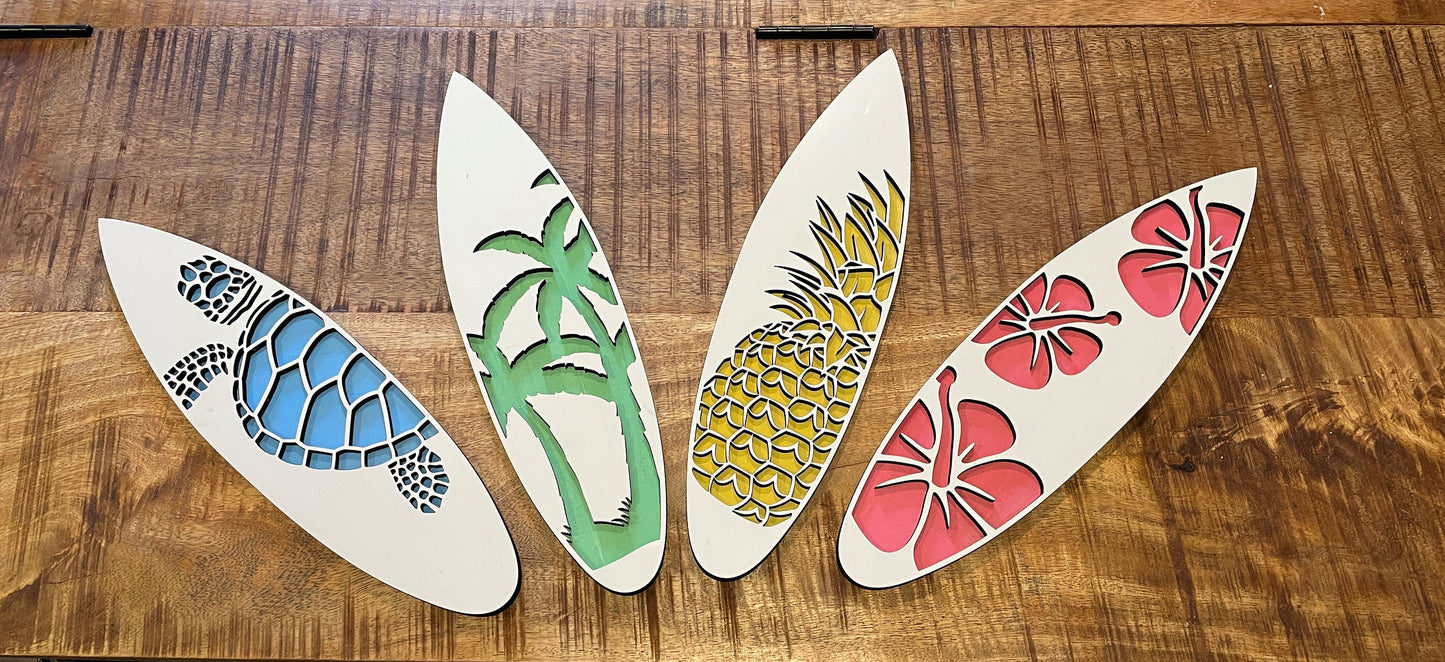 Surfboard Wall Decor – Wood Engraved Ocean Artwork