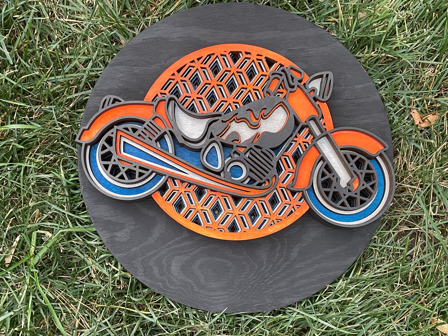 Motorcycle Artwork on Wood – Industrial Style Wall Sign