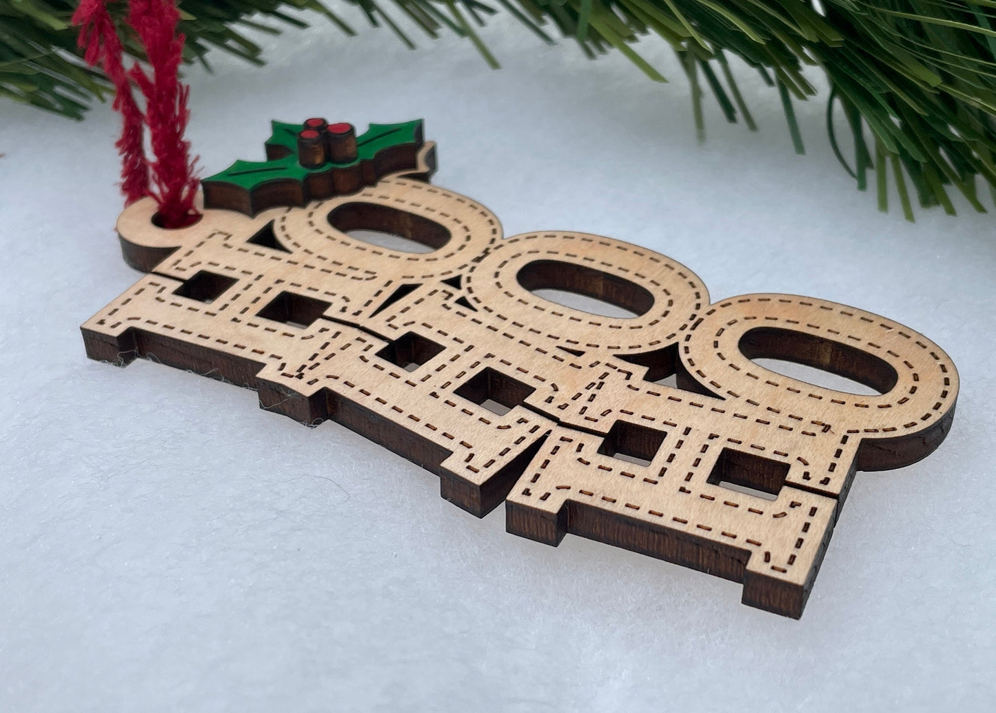 Joy and Hohoho Ornaments, Christmas Ornament, Wooden Ornament, Maple Ornament, Mahogany Ornament