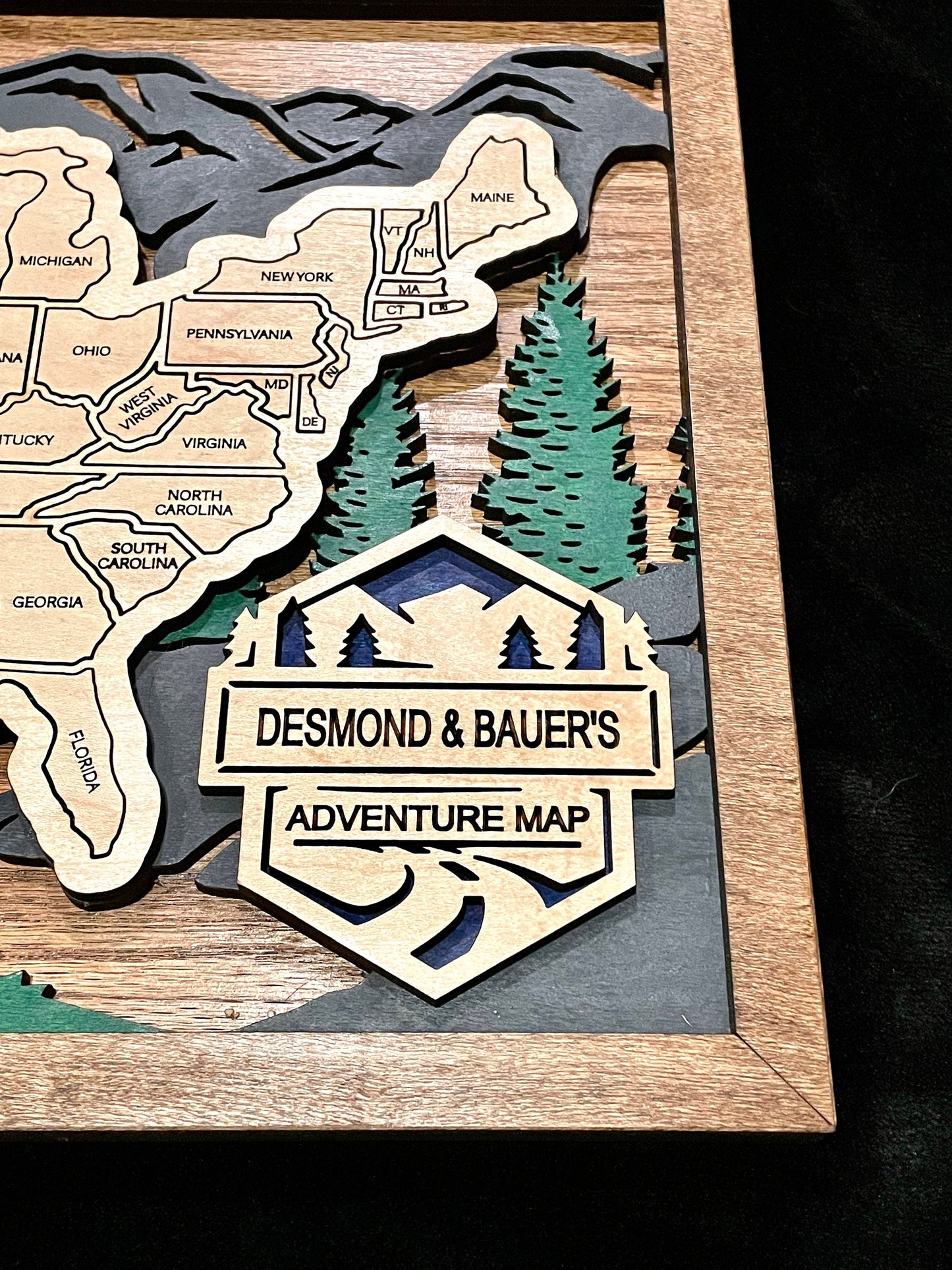 Customizable Wooden Travel Map, USA Travel Map, Engraved Travel Map, Adventure Map, Map Artwork, Removable States Map