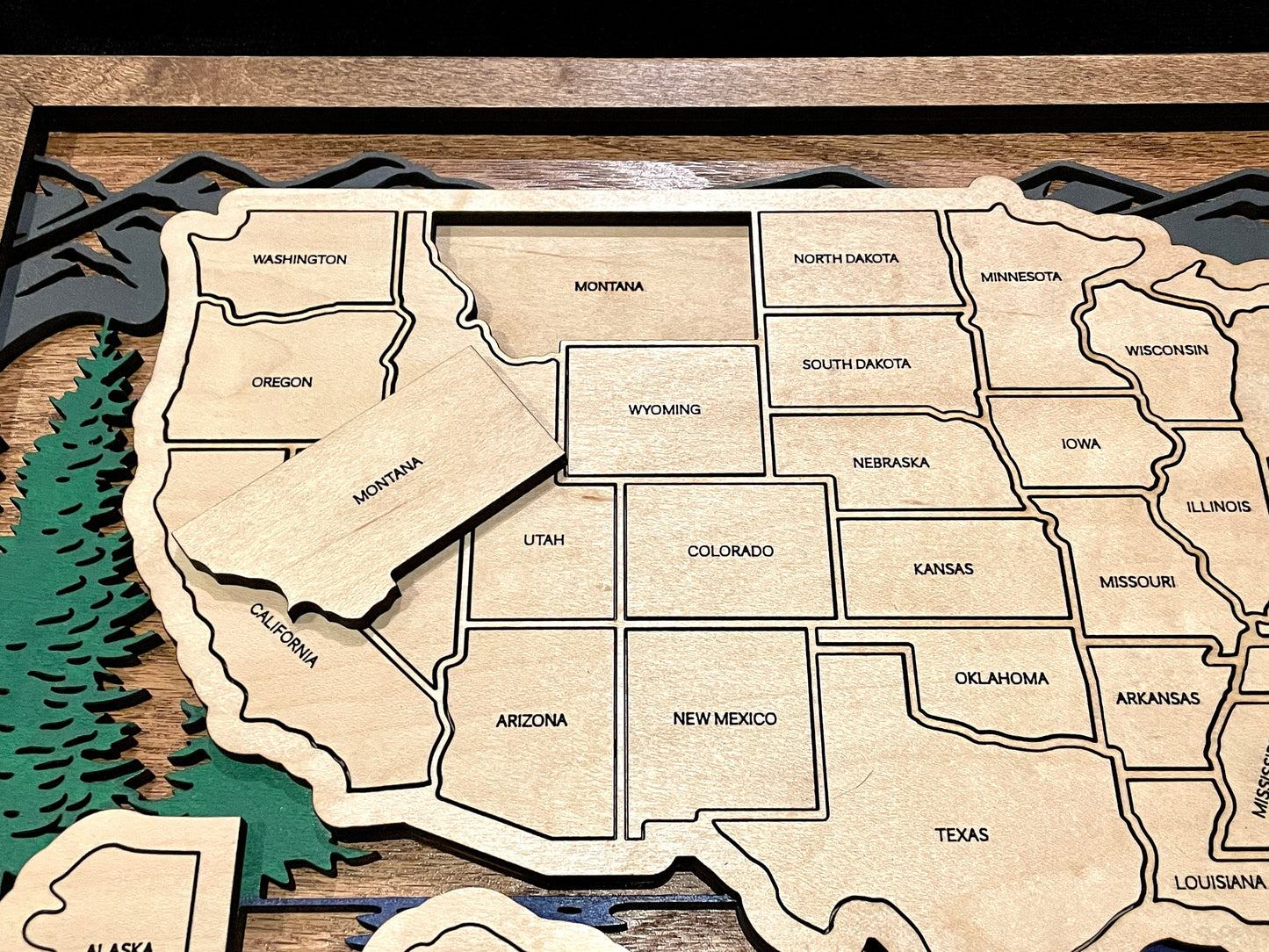 Customizable Wooden Travel Map, USA Travel Map, Engraved Travel Map, Adventure Map, Map Artwork, Removable States Map