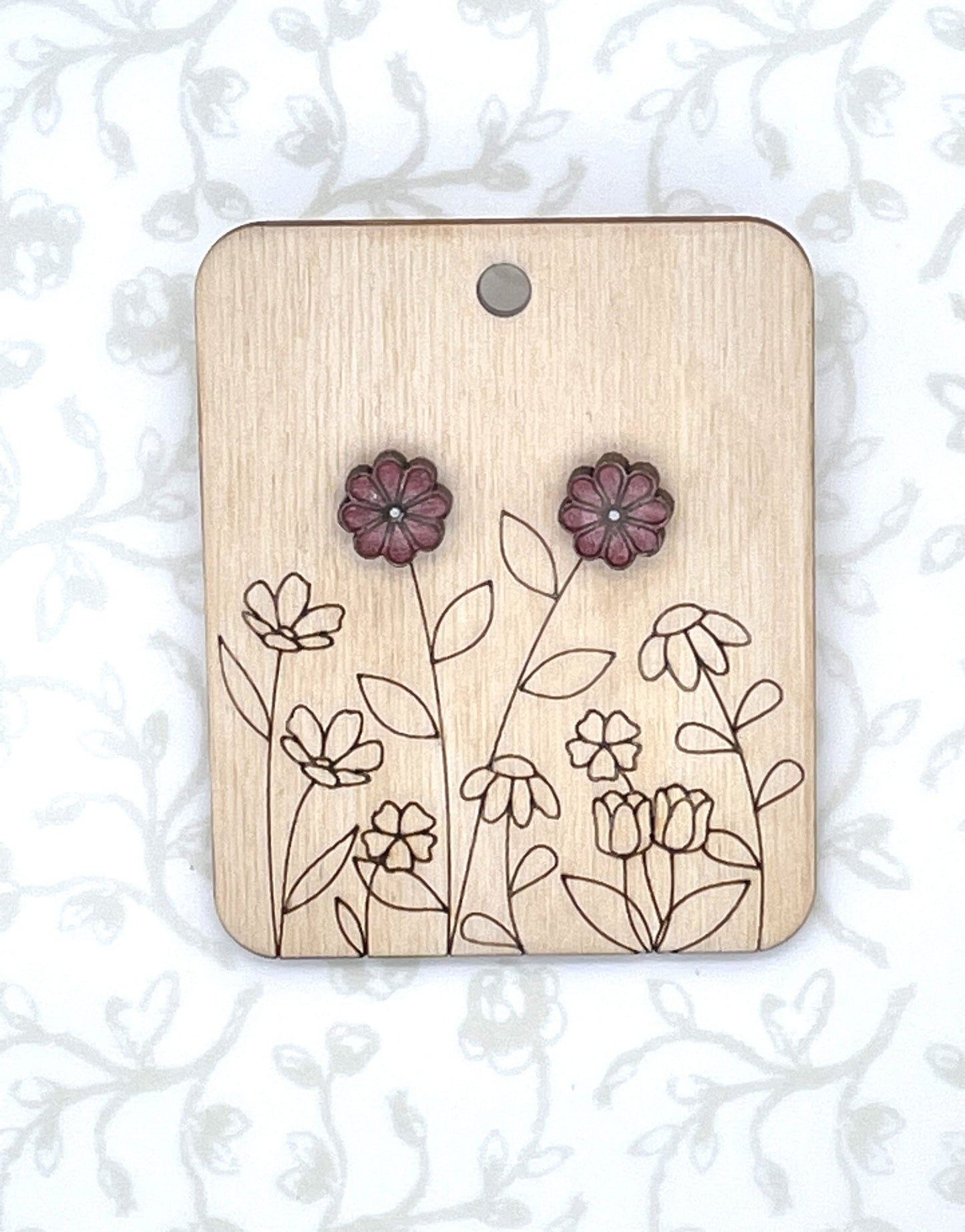 Laser Cut Daisy Flower Stud Earrings
