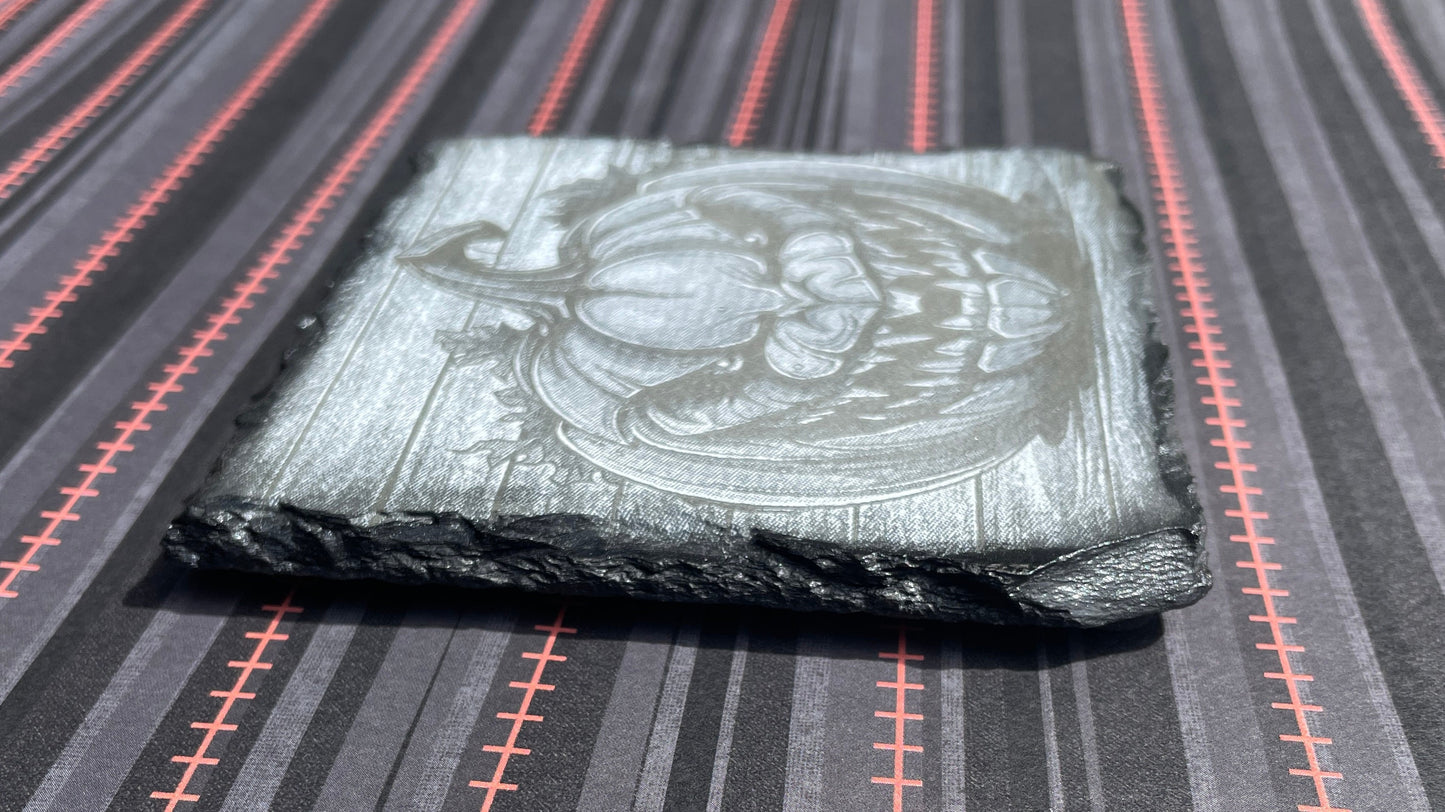 Scary Pumpkin Slate Halloween Coasters - set of 4