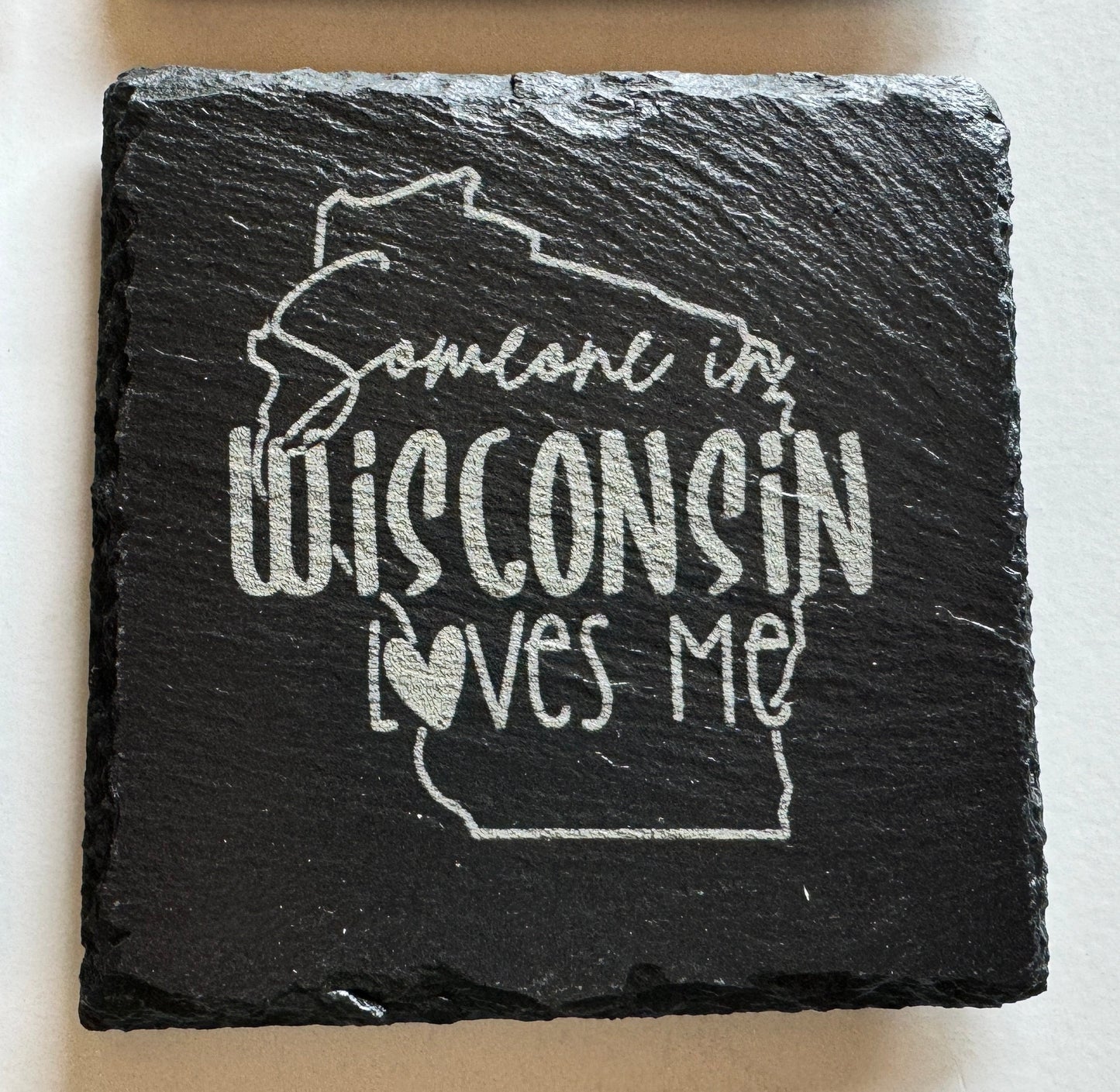 Set of 4 Engraved Wisconsin Coasters - Perfect Gift from the Badger State