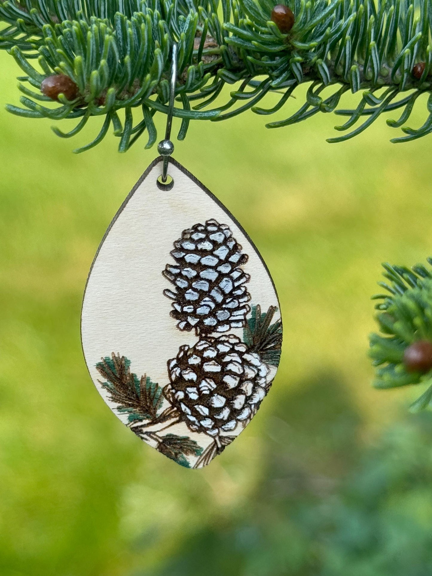 Winter Pine Cone Dangle Earrings