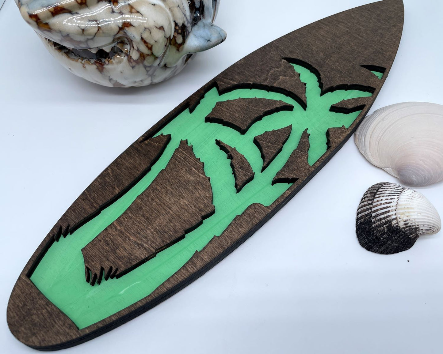 Surfboard Wall Decor – Wood Engraved Ocean Artwork