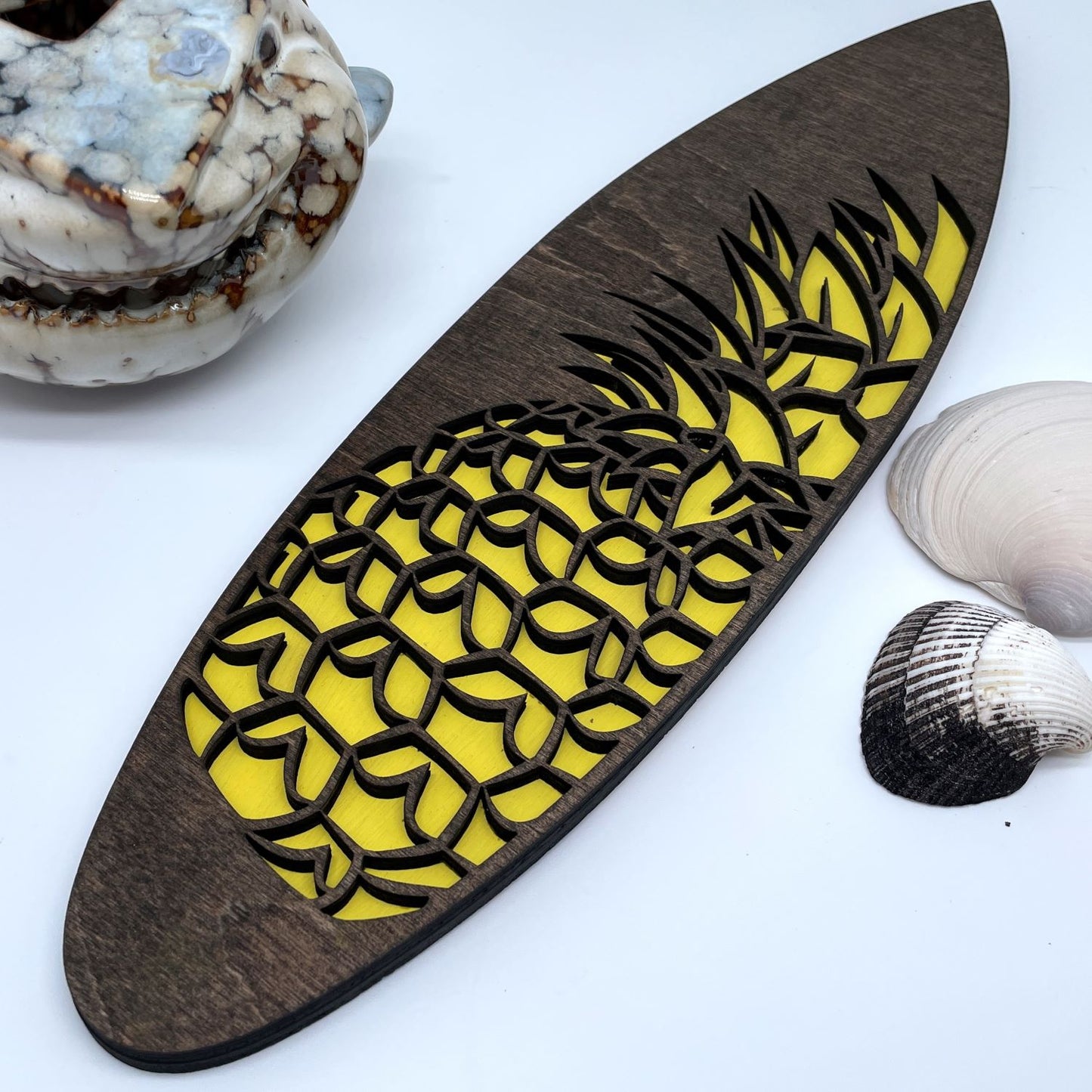 Surfboard Wall Decor – Wood Engraved Ocean Artwork