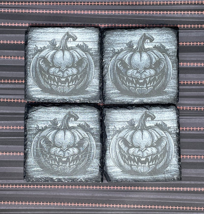 Engraved Slate Coasters – Personalized Rustic Drinkware Gift