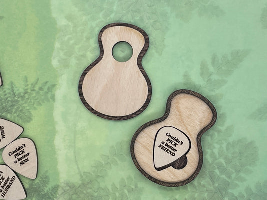Guitar Pick Gift, Wedding Gift, Customized Gift, Laser Engraved Gift, Wooden Guitar pick case