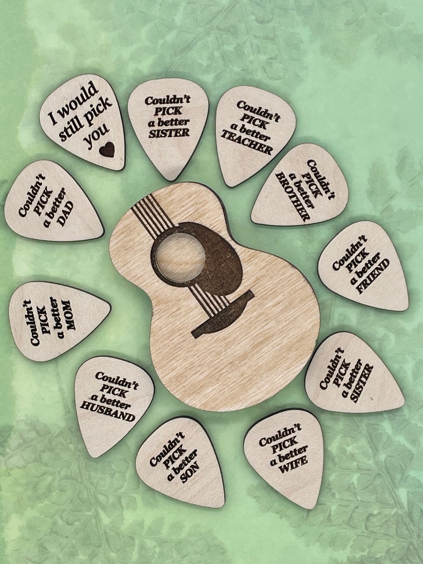 Guitar Pick Gift, Wedding Gift, Customized Gift, Laser Engraved Gift, Wooden Guitar pick case