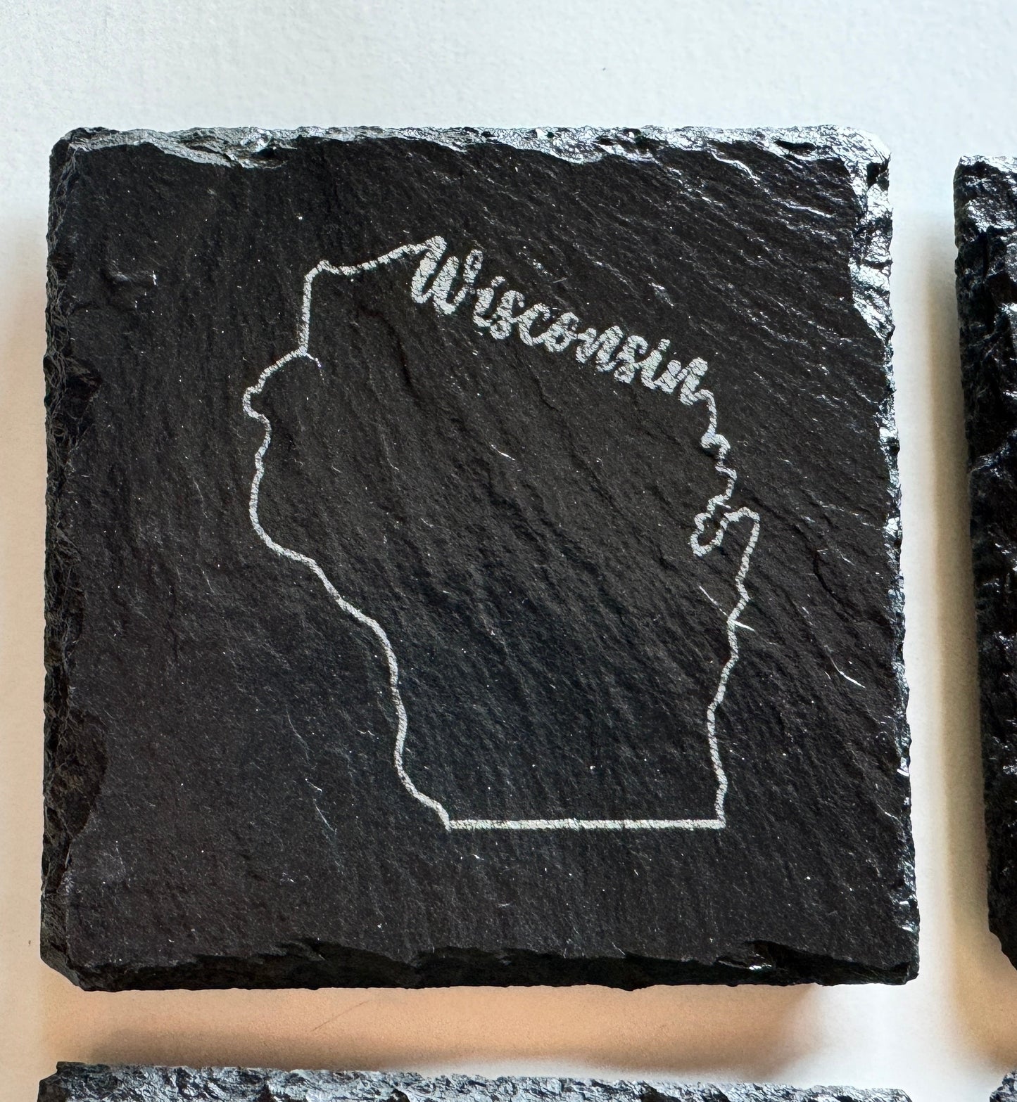 Set of 4 Engraved Wisconsin Coasters - Perfect Gift from the Badger State