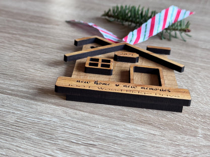 Personalized New Home Ornament | Custom Address Keepsake | Laser-Cut Holiday Decoration