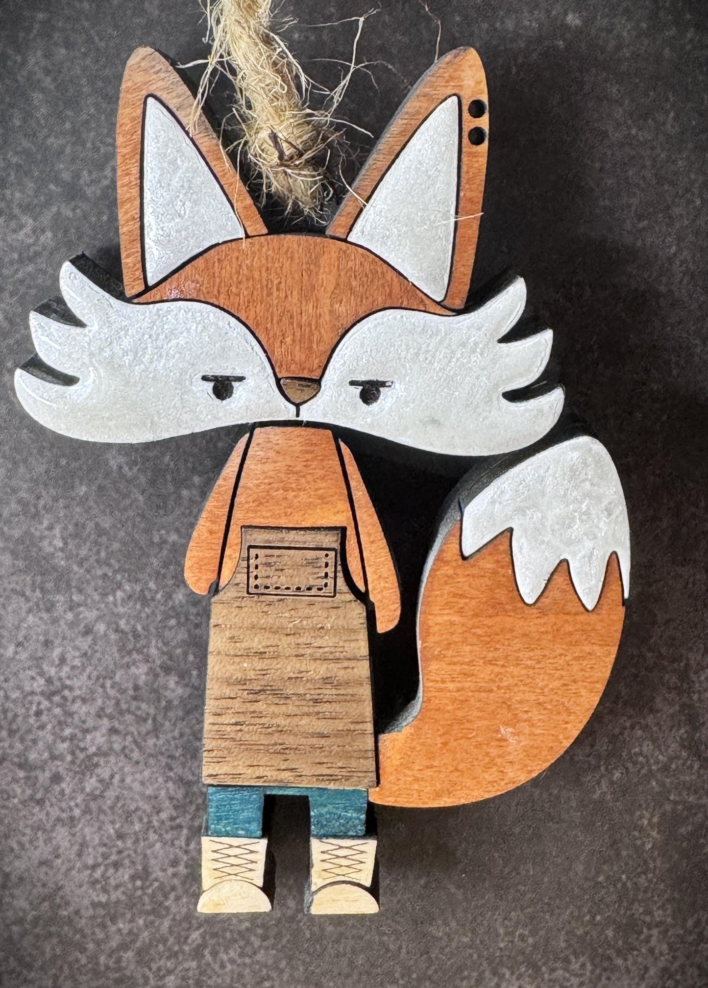 Adorable Fox Car Charm or Keychain – Wooden Fox Tag with Pearly Resin Accents – Perfect Gift for Fox Lovers