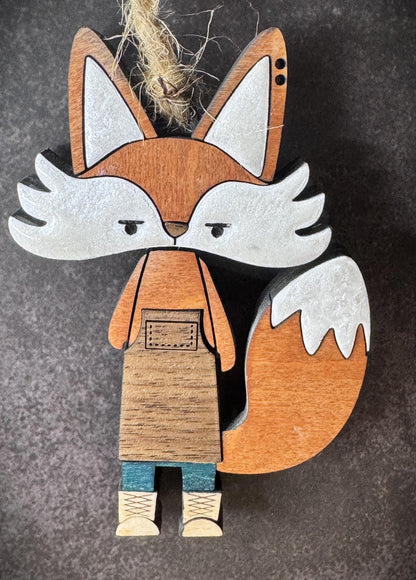 Adorable Fox Car Charm or Keychain – Wooden Fox Tag with Pearly Resin Accents – Perfect Gift for Fox Lovers