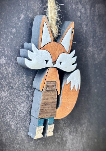 Adorable Fox Car Charm or Keychain – Wooden Fox Tag with Pearly Resin Accents – Perfect Gift for Fox Lovers