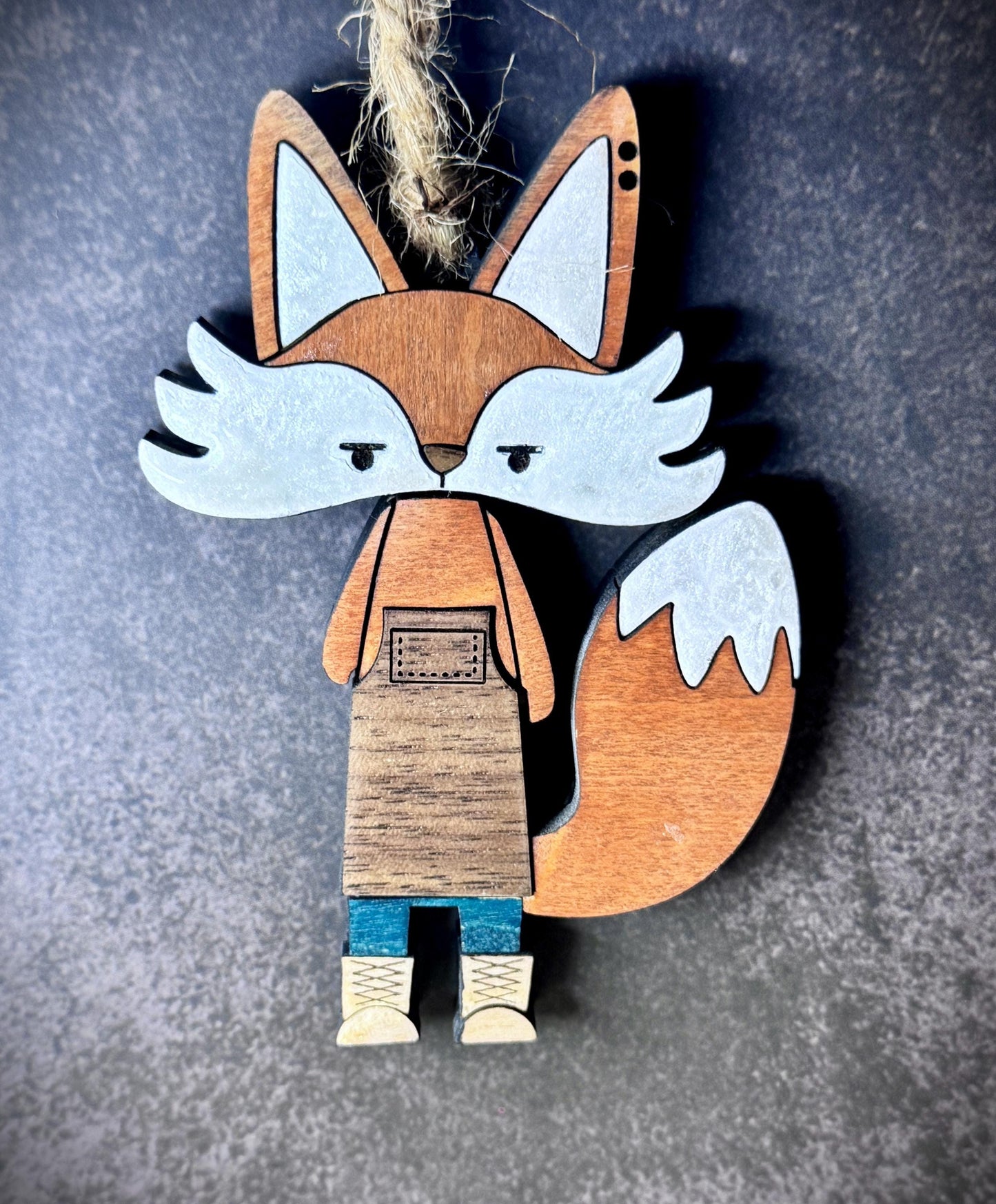 Adorable Fox Car Charm or Keychain – Wooden Fox Tag with Pearly Resin Accents – Perfect Gift for Fox Lovers